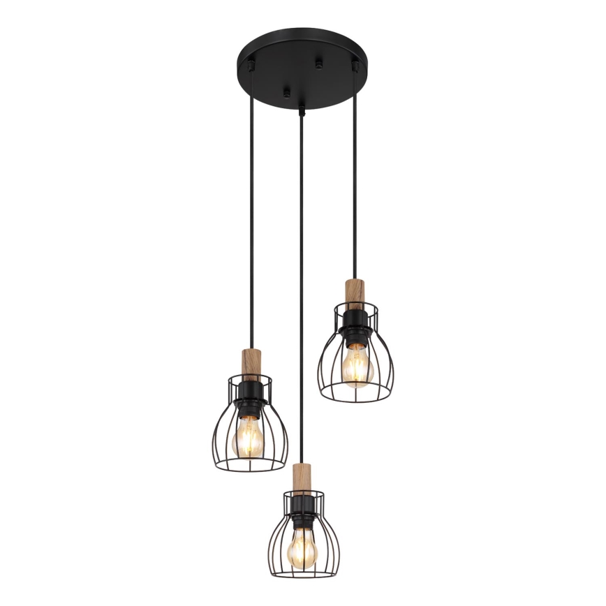 Globo - Ljuskrona med textilsladd 3xE27/40W/230V
