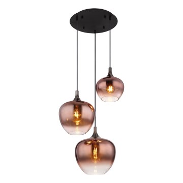 Globo - Ljuskrona med textilsladd 3xE27/40W/230V koppar