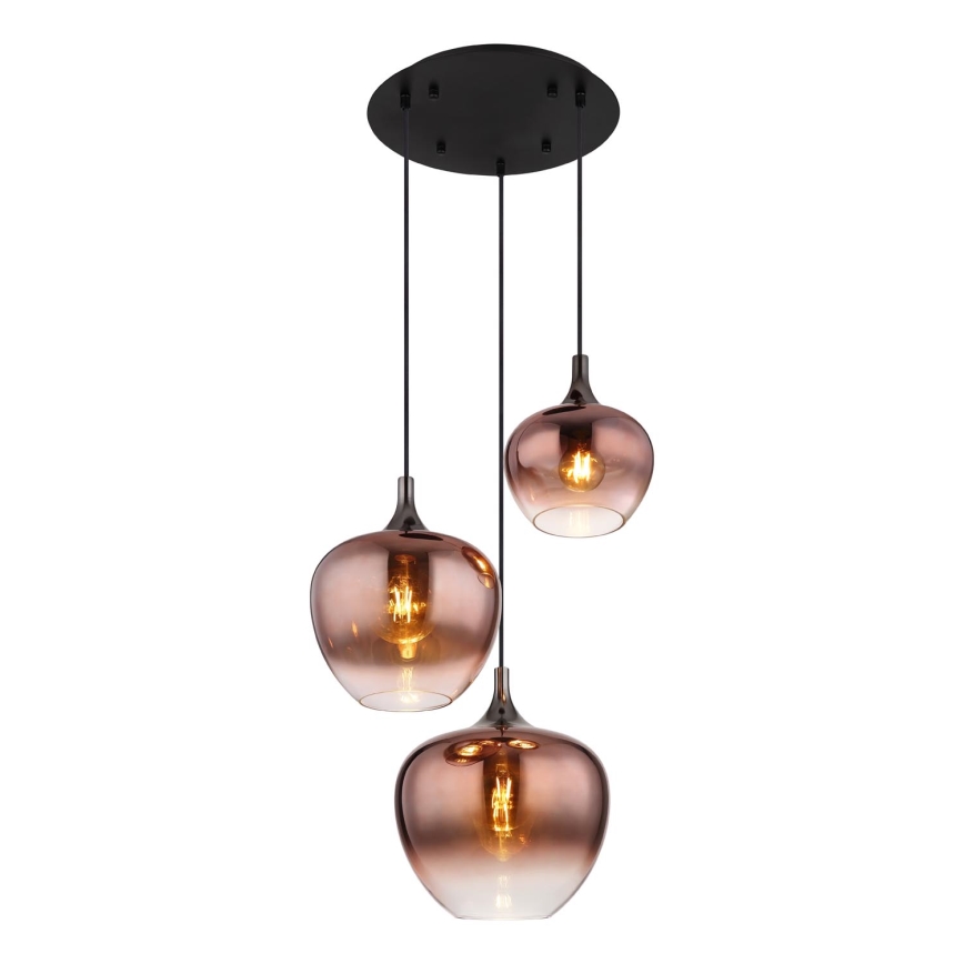 Globo - Ljuskrona med textilsladd 3xE27/40W/230V koppar