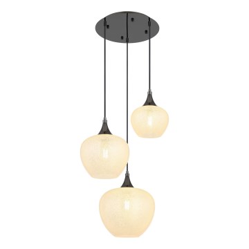 Globo - Ljuskrona med textilsladd 3xE27/40W/230V vit/antracit