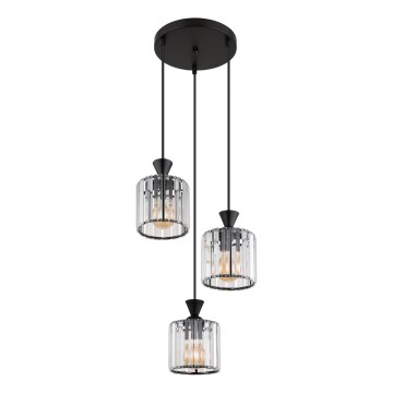 Globo - Ljuskrona med textilsladd 3xE27/60W/230V diameter 32 cm svart