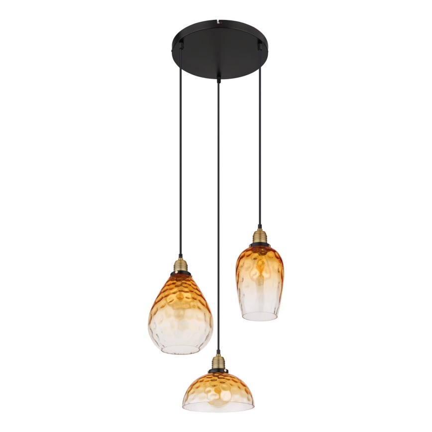 Globo - Ljuskrona med textilsladd 3xE27/60W/230V diameter 46 cm orange