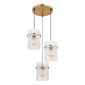 Globo - Ljuskrona med textilsladd 3xE27/60W/230V diameter 47 cm guld