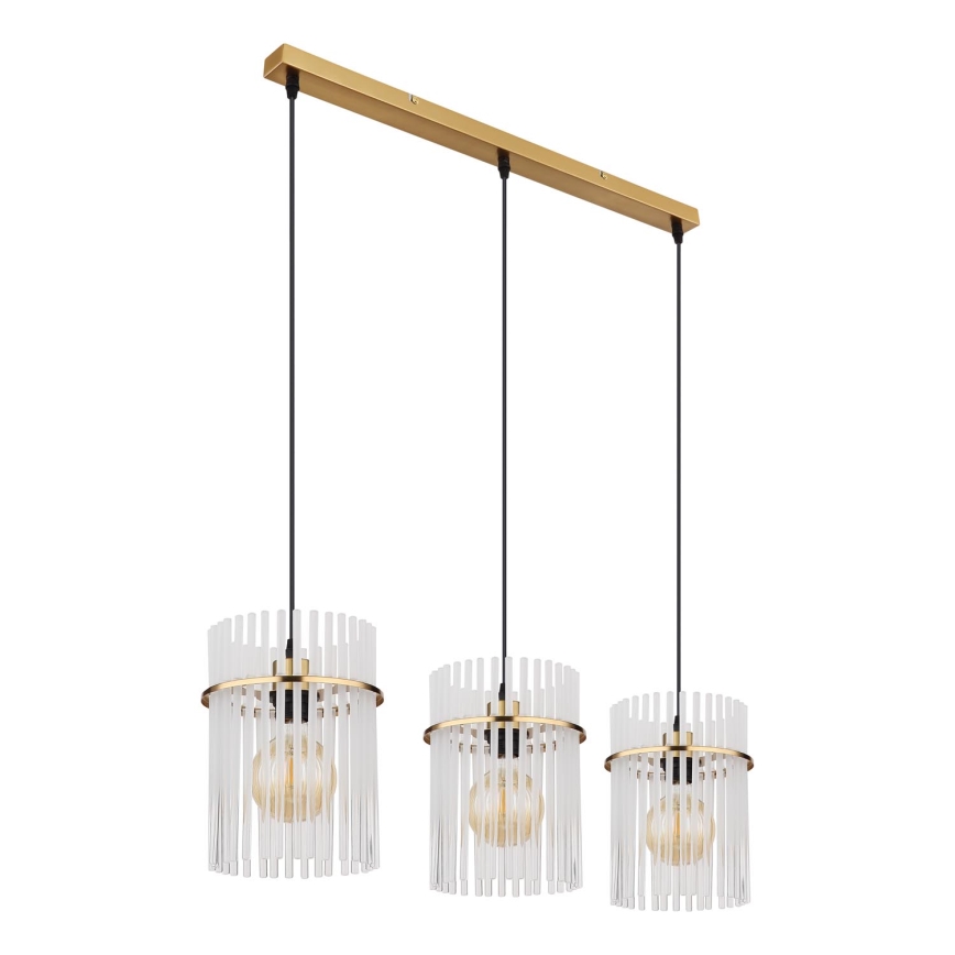 Globo - Ljuskrona med textilsladd 3xE27/60W/230V guld