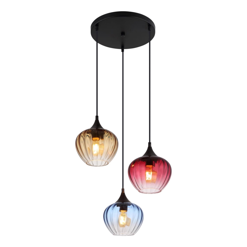 Globo - Ljuskrona med textilsladd 3xE27/60W/230V