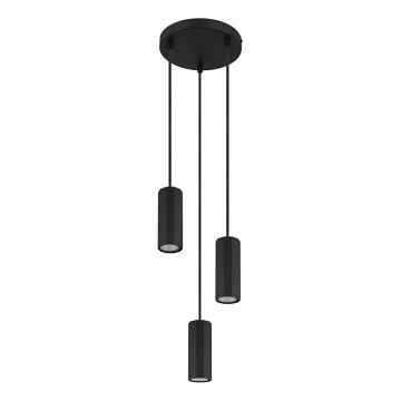 Globo - Ljuskrona med textilsladd 3xGU10/25W/230V svart