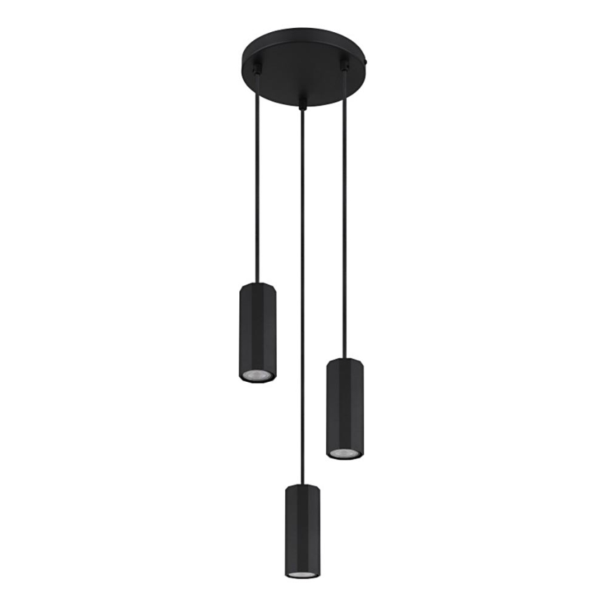 Globo - Ljuskrona med textilsladd 3xGU10/25W/230V svart