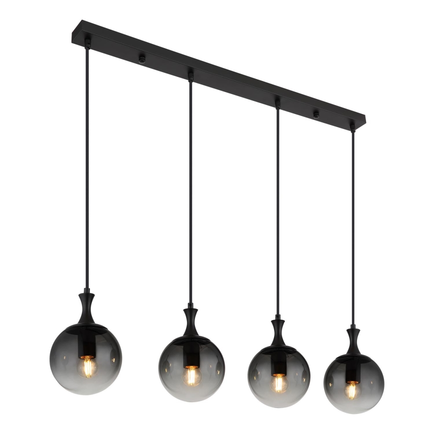 Globo - Ljuskrona med textilsladd 4xE27/10W/230V svart