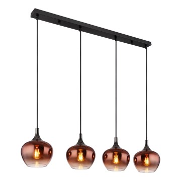 Globo - Ljuskrona med textilsladd 4xE27/40W/230V koppar