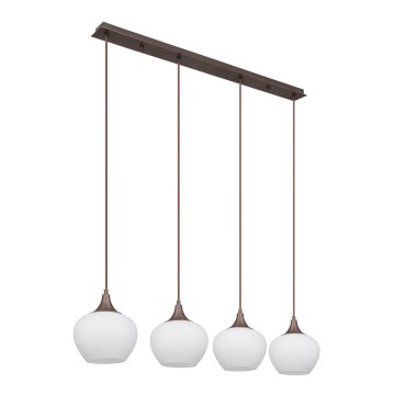 Globo - Ljuskrona med textilsladd 4xE27/40W/230V vit/brun