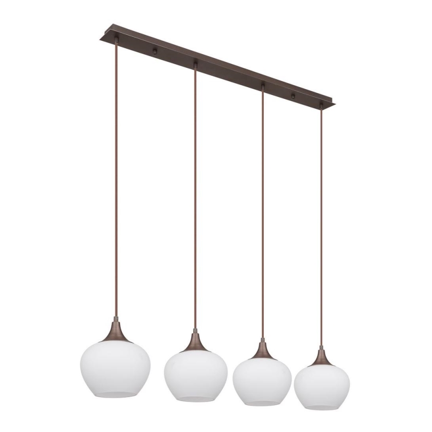 Globo - Ljuskrona med textilsladd 4xE27/40W/230V vit/brun