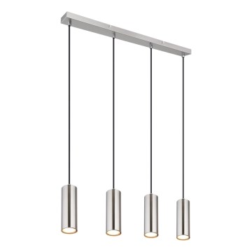 Globo - Ljuskrona med textilsladd 4xGU10/35W/230V matt krom