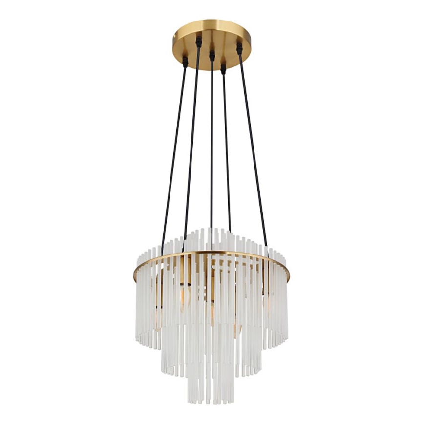 Globo - Ljuskrona med textilsladd 5xE14/40W/230V guld