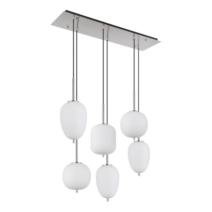 Globo - Ljuskrona med textilsladd 6xE14/40W/230V skinande krom