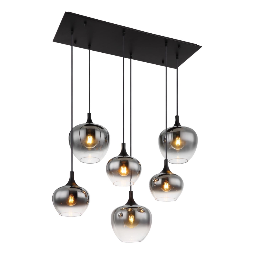 Globo - Ljuskrona med textilsladd 6xE27/40W/230V svart