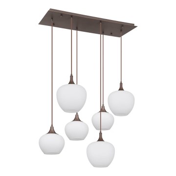 Globo - Ljuskrona med textilsladd 6xE27/40W/230V vit
