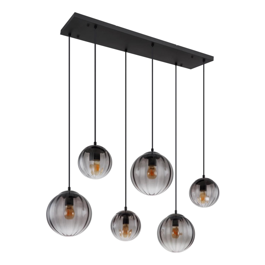 Globo - Ljuskrona med textilsladd 6xE27/60W/230V