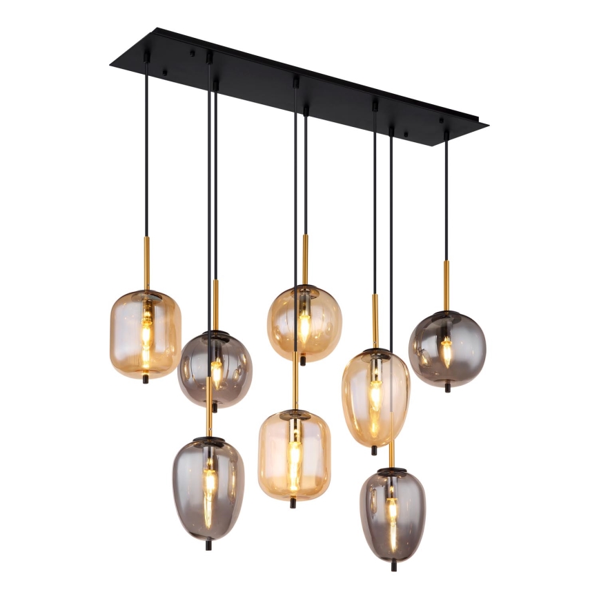 Globo - Ljuskrona med textilsladd 8xE14/40W/230V mässing