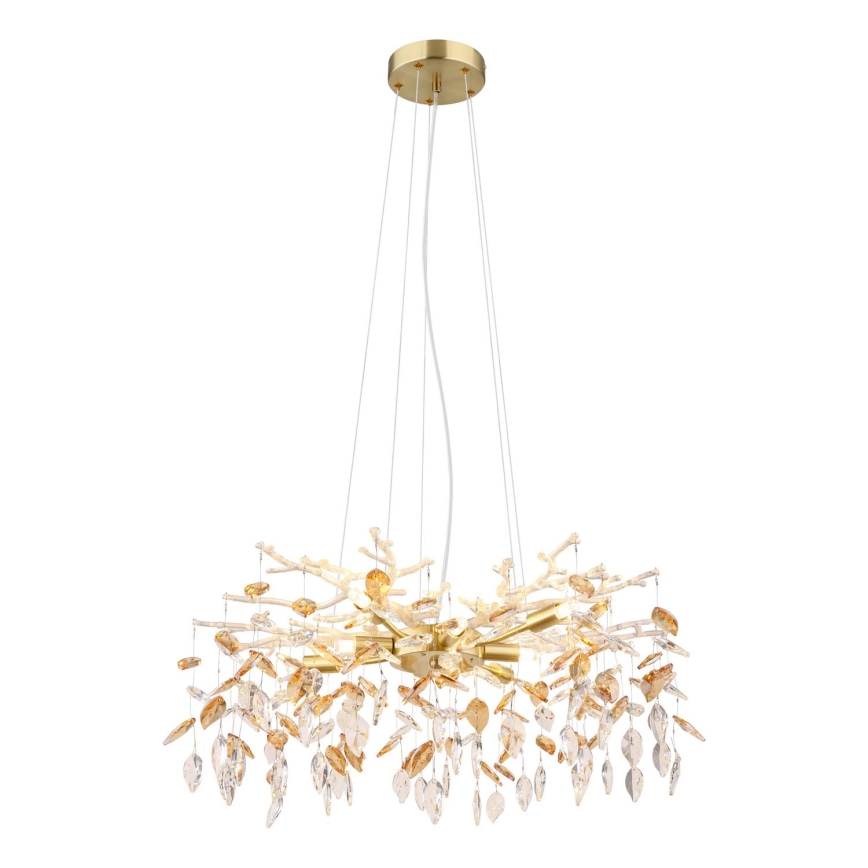 Globo - Ljuskrona med textilsladd 8xG9/8W/230V diameter 61 cm guld