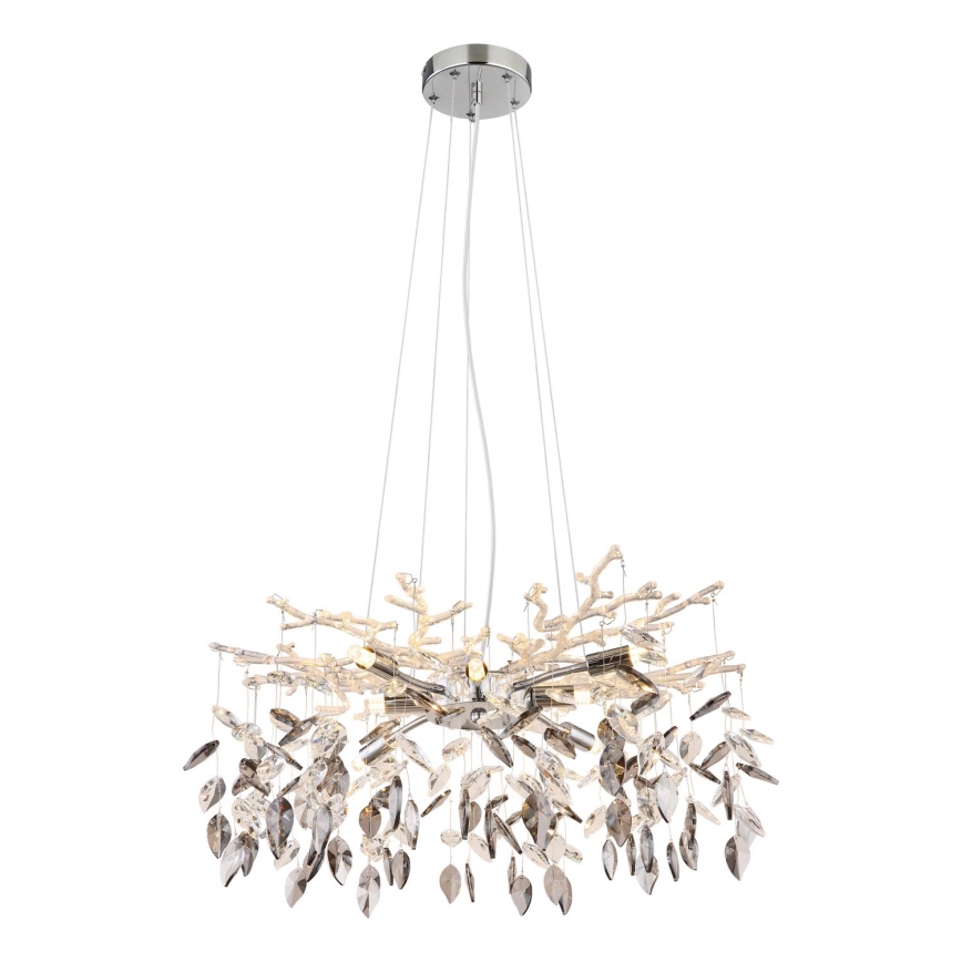 Globo - Ljuskrona med textilsladd 8xG9/8W/230V diameter 61 cm skinande krom