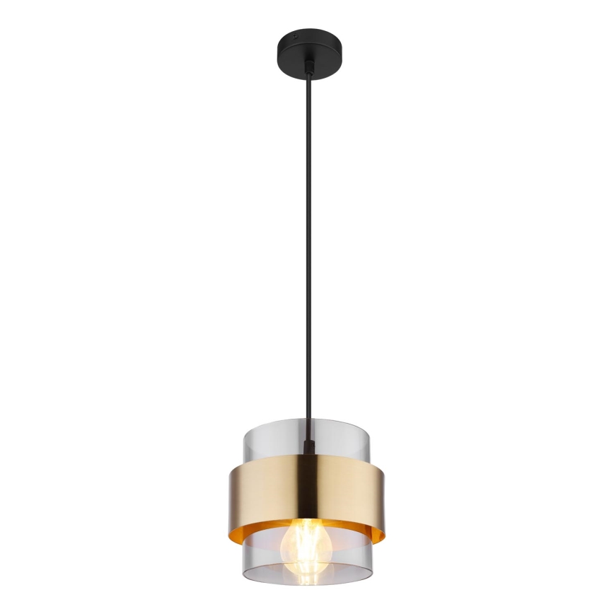 Globo - Ljuskrona med upphängningsrem 1xE27/60W/230V svart/mässing