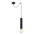 Globo - Ljuskrona med upphängningsrem 1xE27/60W/230V svart trä
