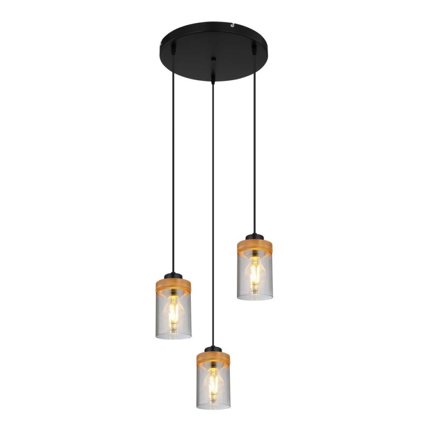 Globo - Ljuskrona med upphängningsrem 3xE27/40W/230V metall/trä