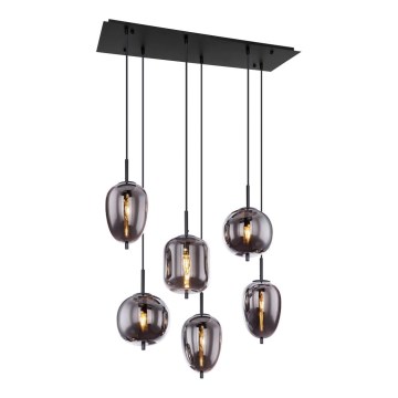 Globo - Ljuskrona med upphängningsrem 6xE14/40W/230V svart