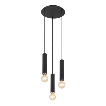 Globo - Lusr na lanku 3xE27/60W/230V svart trä