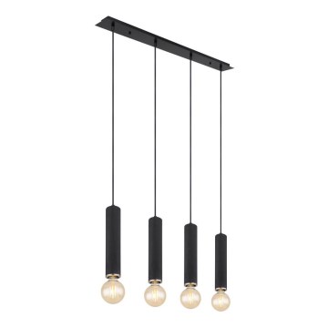 Globo - Lusr na lanku 4xE27/60W/230V svart trä