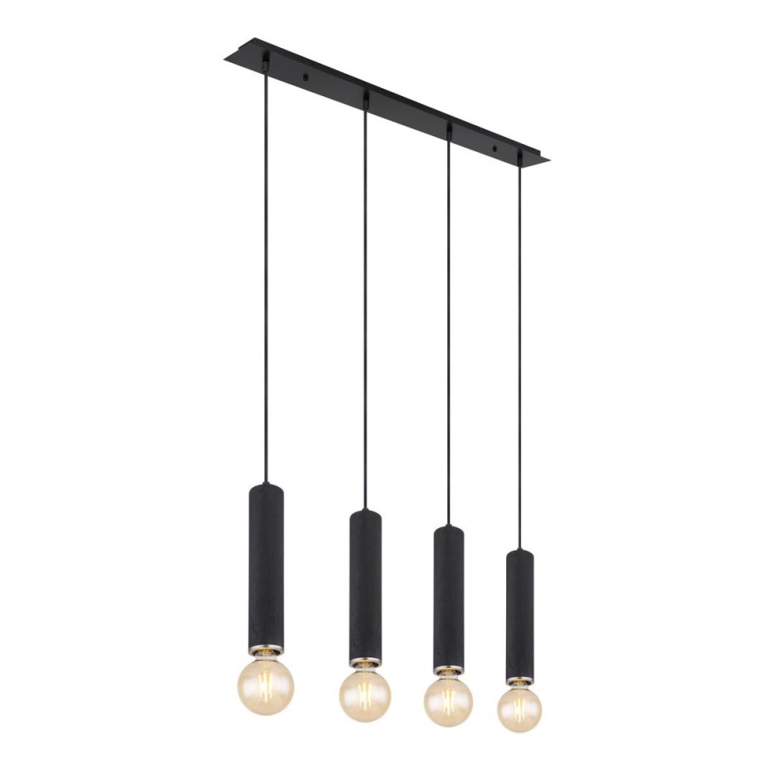 Globo - Lusr na lanku 4xE27/60W/230V svart trä