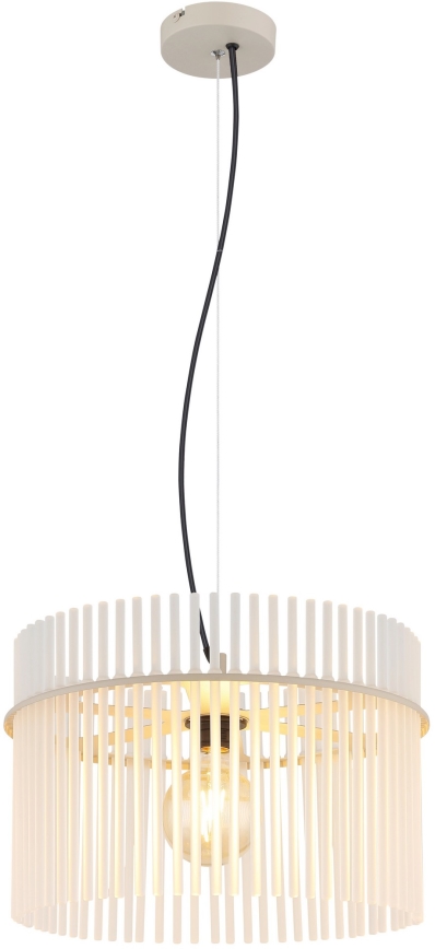 Globo - Pendellampa med kabel 1xE27/60W/230V Ø 40 cm krämfärgad