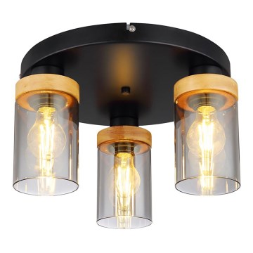 Globo - Taklampa 3xE27/40W/230V metall/trä