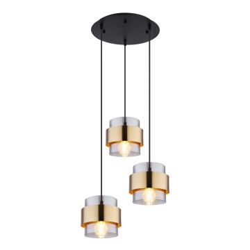 Globo - Taklampa 3xE27/60W/230V svart/mässing