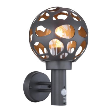 Globo - Utomhus vägglampa  med sensor  1xE27/15W/230V IP44