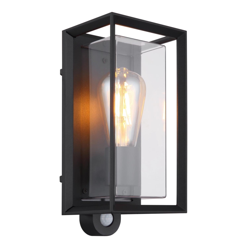 Globo - Utomhus vägglampa med sensor 1xE27/60W/230V IP44 svart