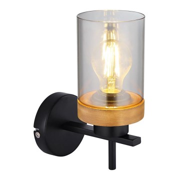 Globo - Vägglampa 1xE27/40W/230V metall/trä