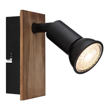 Globo - Väggspotlight 1xGU10/35W/230V trä/svart