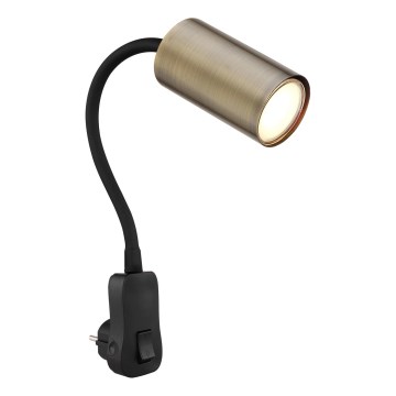 Globo - Väggspotlight flr uttag 1xGU10/25W/230V svart/mässing