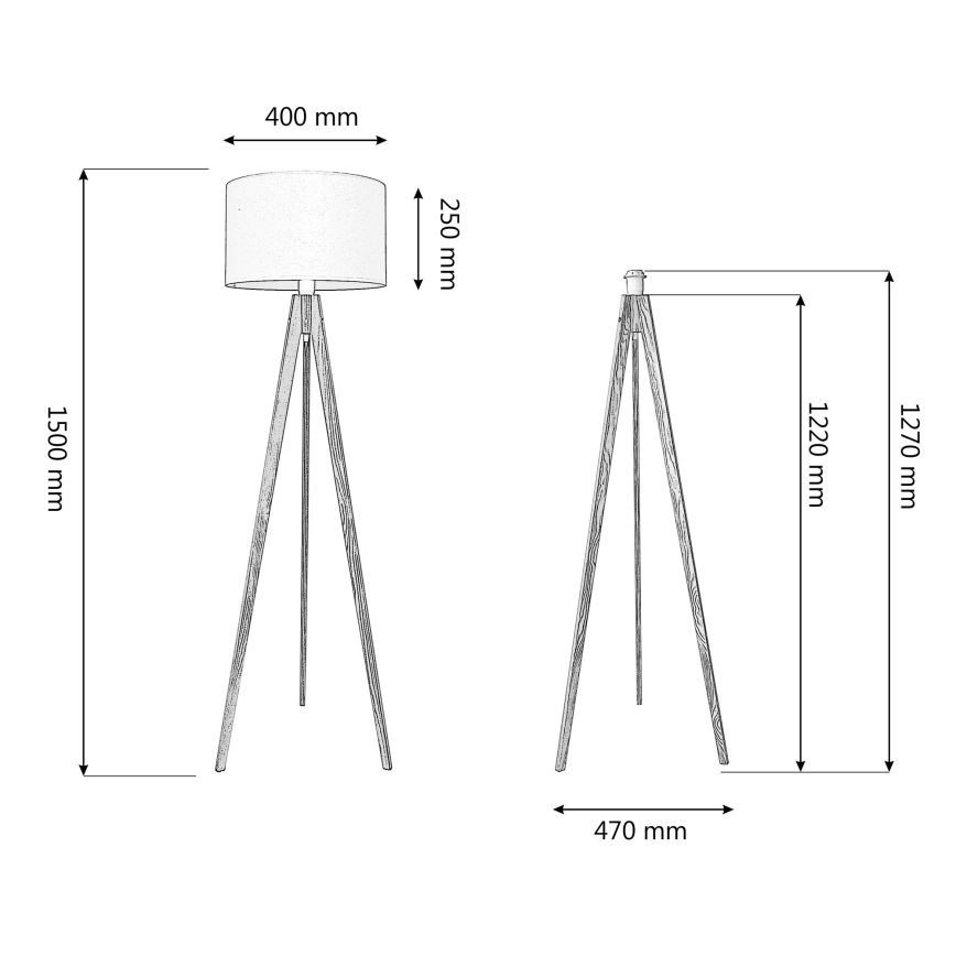 Golv lampa ALBA 1xE27/15W/230V grädde/ek