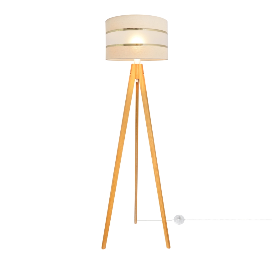 Golv lampa HELEN 1xE27/15W/230V grädde/guld/ek