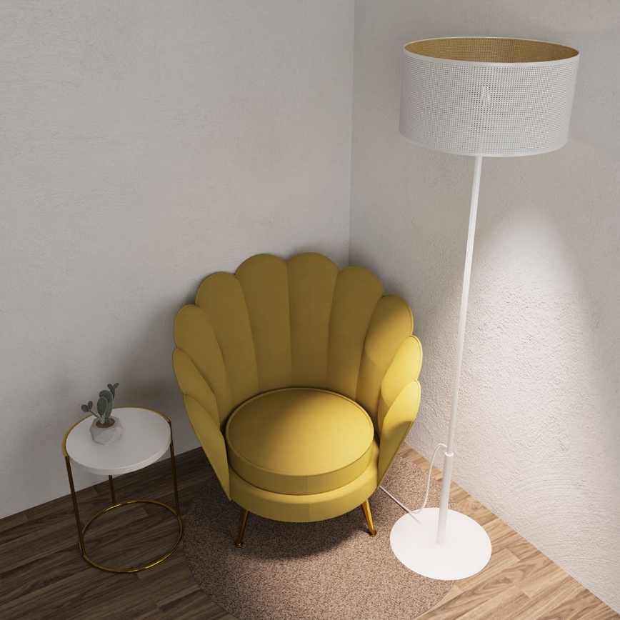 Golv lampa LOFT SHADE 1xE27/60W/230V vit/gyllene