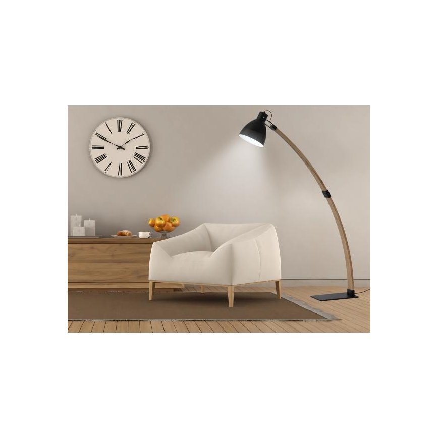 Golvlampa 1xE27/60W/230V askträ/svart