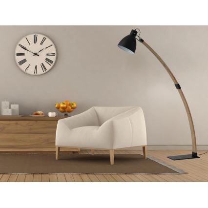 Golvlampa 1xE27/60W/230V askträ/svart