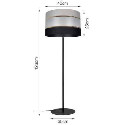 Golvlampa CORAL 1xE27/60W/230V svart/grå