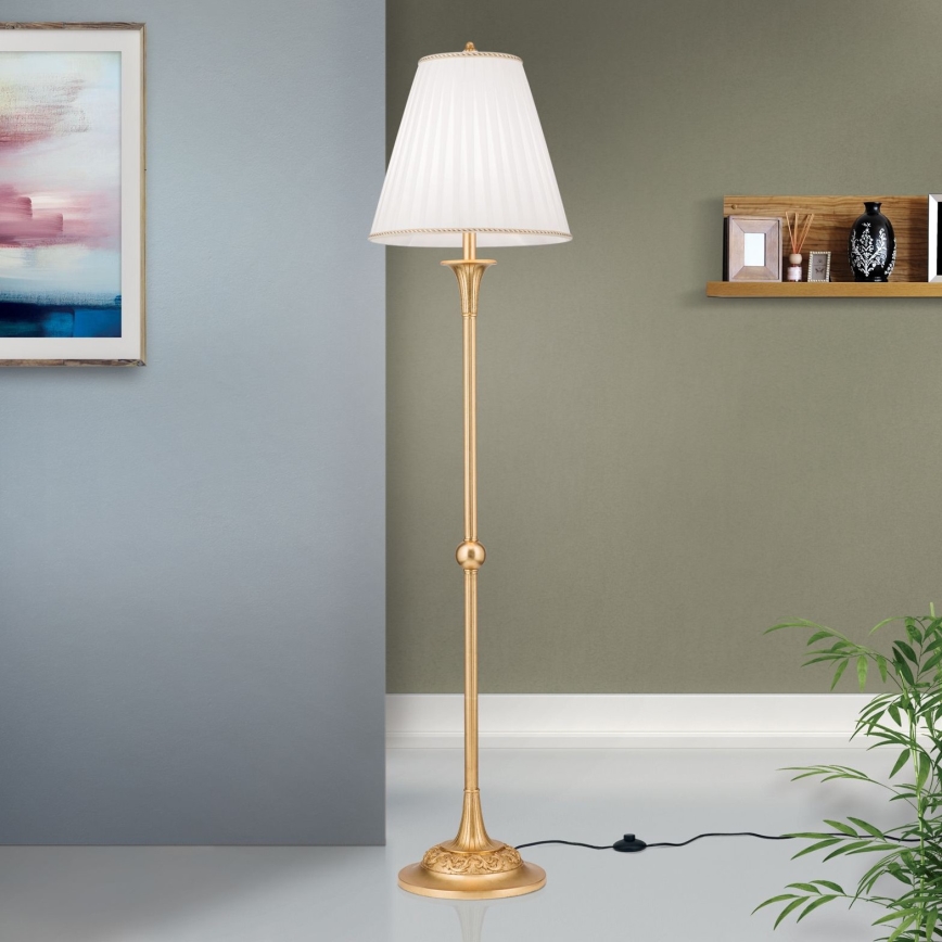 Golvlampa FONSA 1xE27/60W/230V vit/guld