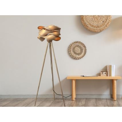 Golvlampa i trä 1xE27/60W/230V massiv/fanér/ask