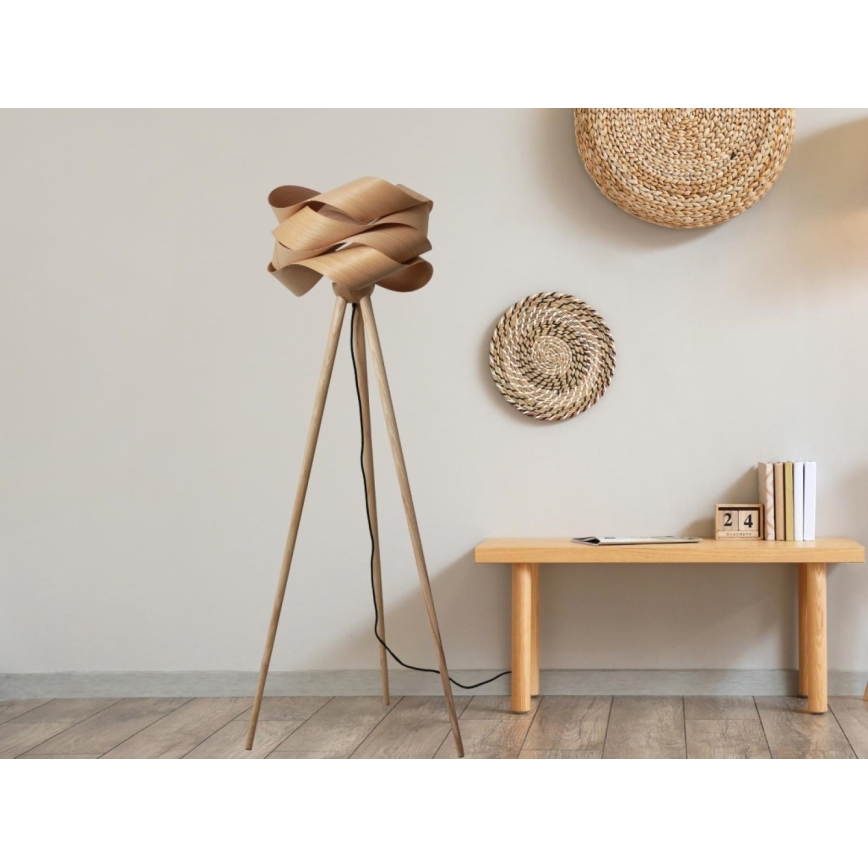 Golvlampa i trä 1xE27/60W/230V massiv/fanér/ask