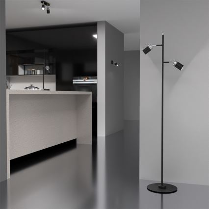 Golvlampa  JOKER 2xGU10/25W/230V svart /skinande krom