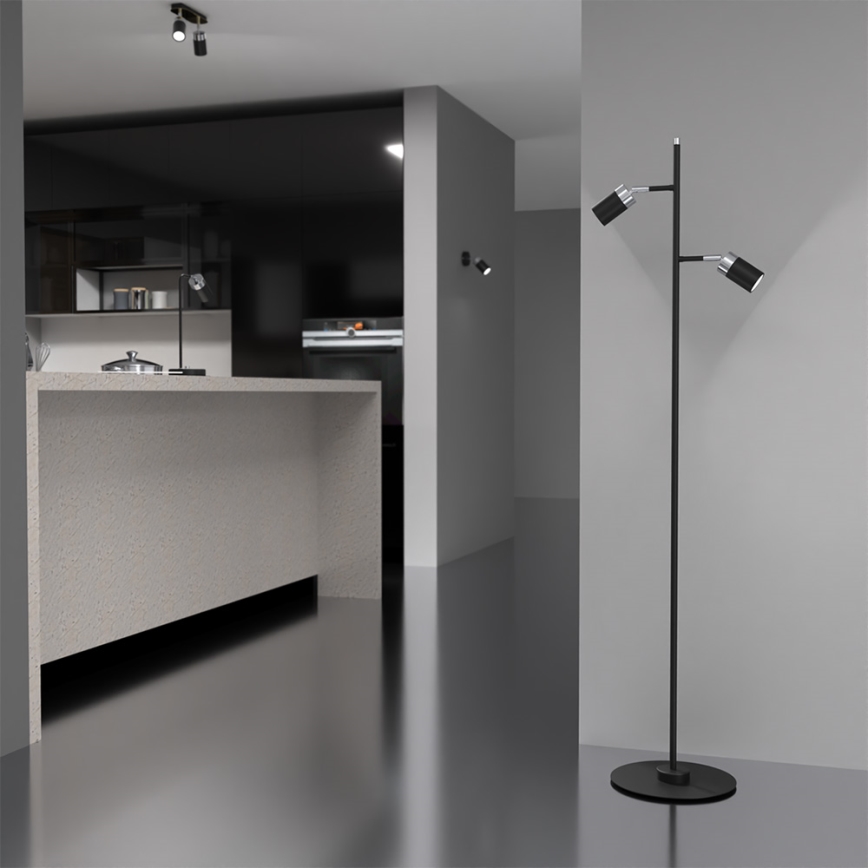 Golvlampa  JOKER 2xGU10/25W/230V svart /skinande krom